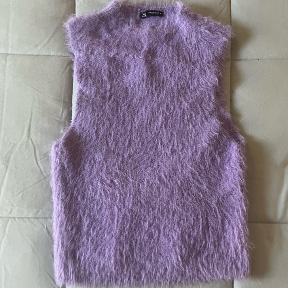Fluffy purple vest